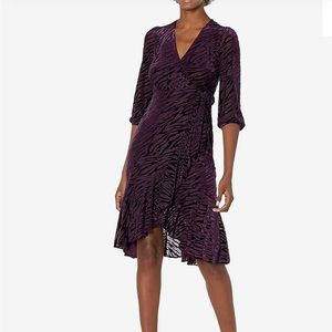 Calvin Klein purple tiger print faux wrap dress size 14W